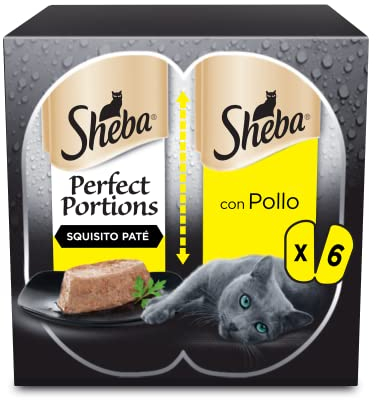 Sheba Perfect Portions Huhn in zarter Pastete, Katzenfutter, 8 Packungen mit je 6 Portionen (insgesamt 48 Portionen)