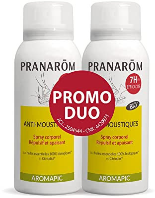 Pranarôm - Aromapic Duo Spray Corporel Anti-Moustiques Bio - Protection Longue Durée - Promo 2 x 75 ml
