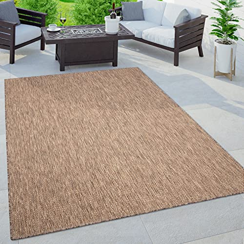 Paco Home In- & Outdoor Teppich - Modern, Einfarbig Meliert, Wetterfest, Pflegeleicht, Robust & Strapazierfähig für Balkon, Garten, Terrasse & Küche, Grösse:120x160 cm, Farbe:Beige
