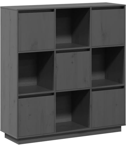 vidaXL Highboard Sideboard Kommode Schrank Anrichte Beistellschrank Mehrzweckschrank Holzschrank Hochschrank Grau 110,5x35x117cm Massivholz Kiefer