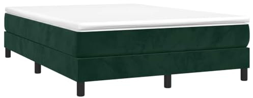 vidaXL Boxspring-sängram mörkgrön 140x190 cm sammet, dubbelsäng, säng, säng ram, dubbelsängar, sängar, säng ramar, resårmadrass, resårmadrasser