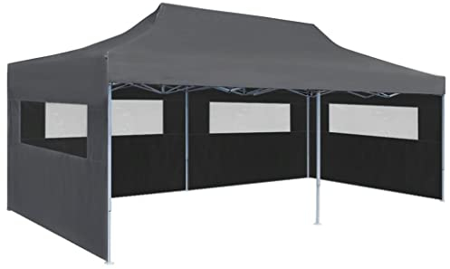 HOMIUSE Pop-Up Partyzelt Faltbar 3x6 m Anthrazit Pavillon Grillpavillon Gartenlaube Verkaufsstand Faltpavillon Gartenpavillon Party Zelt Pavillion Klappbar Pop Up Pavillon Faltbar mit Seitenwänden