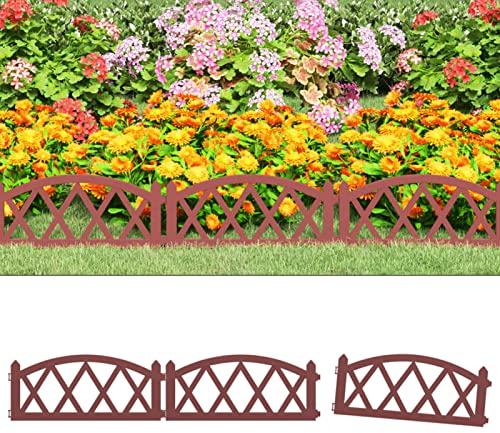 Tidyard Rasenkanten 17 STK. Rasenkante Gartenpalisade Beeteinfassung Beetumrandung für Pflanzenbeete, Rasenflächen und Anderen Außenbereiche Rot 10 m PP