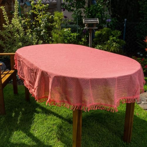 laro Gartentischdecke Wetterfest rutschfest Oval, Muster:Rot, Größe:Oval Classic