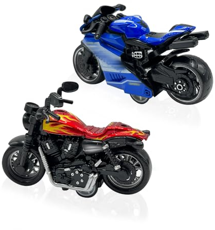 SHDIEHJFMLDH 2 Pcs Legierung Motorrad Spielzeug,Pull Bac Fahrzeug Spielzeug,Spielzeugautos Set,Motorrad Modell für Freunde und Kinder,für Lernspiel, Geburtstagsparty-Geschenk