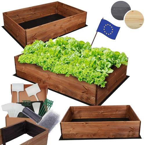 MODO24 Hochbeet Holz, Blumenkasten, Gartenbeet, 27x103x80 cm, Braun | Robuster Pflanzkübel & Blumenbeet für Garten, Terrasse & Balkon, Hochbeet für Gemüsegarten, Naturholz Holzbeet Anzuchtbeet