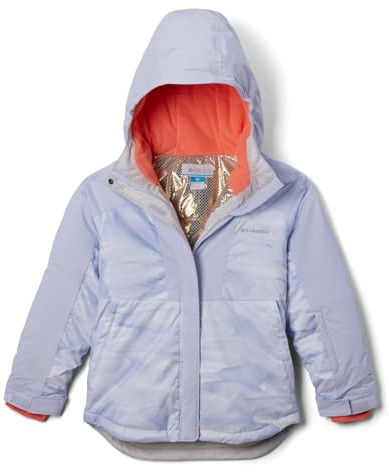Columbia Youth Girls Mighty Mogul III Printed Jacket, Snowdrift Windblown/Snowdrift, X-Large