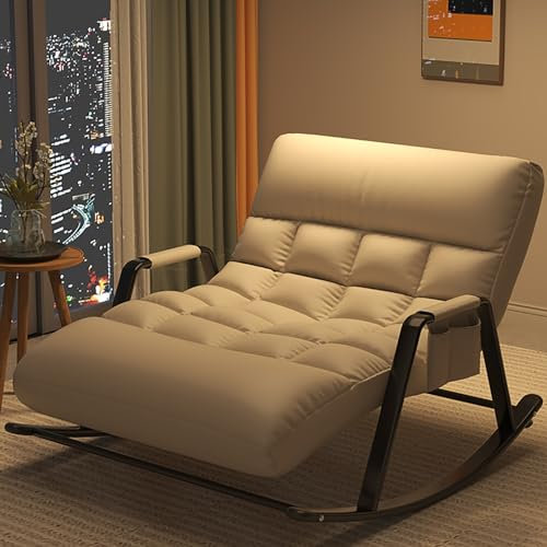 USFJATI Doppelt Schaukelstuhl für Wohnzimmer und Garten Mit Gepolstert Drinnen Mit Seitentaschen und Liegefunktion - Für Wohnzimmer, Schlafzimmer