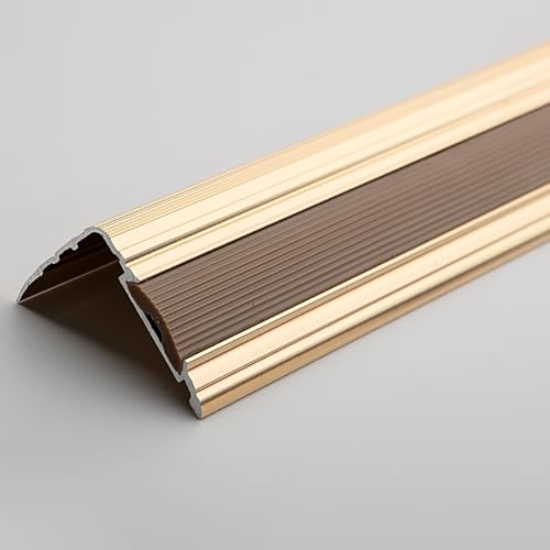 Treppenkantenprofil Stufenkantenprofil Lang 90cm*3 Stück Anti-rutsch-streifen Eloxiert Aluminiumlegierung Kantenschutz Für Treppenwinkel, Treppenprofil, Winkelprofil(Gold)