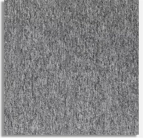 Teppichfliesen Moskau 50x50cm selbstliegend - 20 Stück Set - 5m², strapazierfähiger Teppich Bodenbelag mit hochwertigem Schlingenflor für Haus & Büro - antistatisch mit Bitumen Rücken (Grau)
