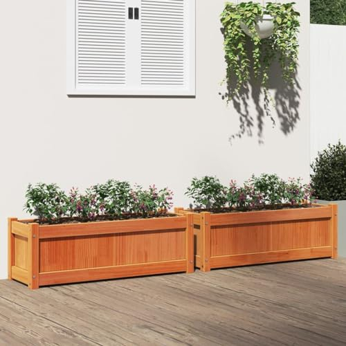 Iiaky Pflanzkübel 2 STK. Blumenkasten PflanzgefäßE FüR Draussen PflanzenküBel Wachsbraun Massivholz Kiefer - 837454