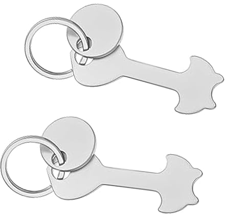 Stainless Steel Shopping Trolley Releaser, Set of 2, Durable Removable Trolley Token Coin Keyring, Easy Release for Stuck Trolleys, for Shoppers