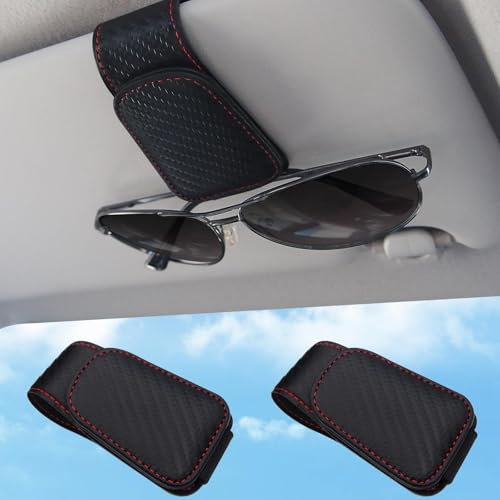 CWBFC 2 Pack Brillenhalter für Auto Sonnenblende für Audi Q4 Sportback e-tron SUV 2021-2025, Magnetischer Brillenhalter Fürs Auto Auto-Innenausstattung,Carbon-Fiber