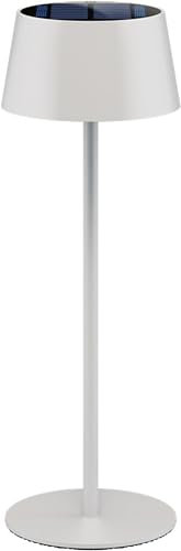 goobay Lampada da tavolo a LED a energia solare/dimmerabile, con controllo touch/lampada da tavolo a LED senza fili, per interni ed esterni, IP44, 150 lm e 3000 K, bianco caldo, USB-C, bianco / 73929