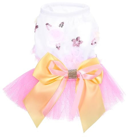 BESPORTBLE 3stücke Hundehochzeitskleid Für Kleine Hunde Sommerliches Tutu-Kleid Mit Blumen Pailletten Und Punkten Für Partys Und Fotoshootings