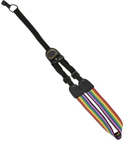Dekorativer Gitarrengurt Regenbogen, Polyester, Ersatzgurt | Feines Druckmuster, Anti Stretch und Anti Wear, Passend für Musiker zu Weihnachten und Neujahr