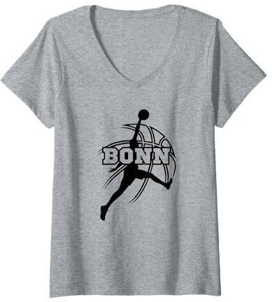 Damen Bonn Basketball Fan Support Rheinland Stadion pink T-Shirt mit V-Ausschnitt