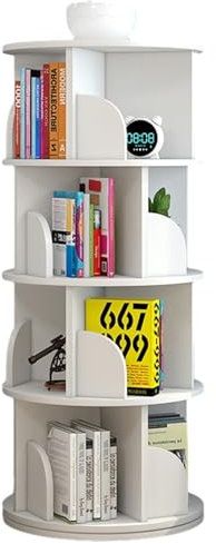 DONGGANSHI Um 360 Grad drehbares Bücherregal, stapelbare Regale, Bücherregal-Organizer für Schlafzimmer, Wohnzimmer, Arbeitszimmer (Farbe: Weiß, Größe: 40 x 129 cm)
