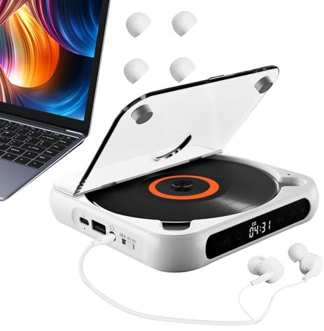 Lettori di dischi,Lettore musicale desktop wireless con cuffie - Lettore di dischi personali con anti-shock e suono chiaro ricaricabile per viaggi in auto a casa