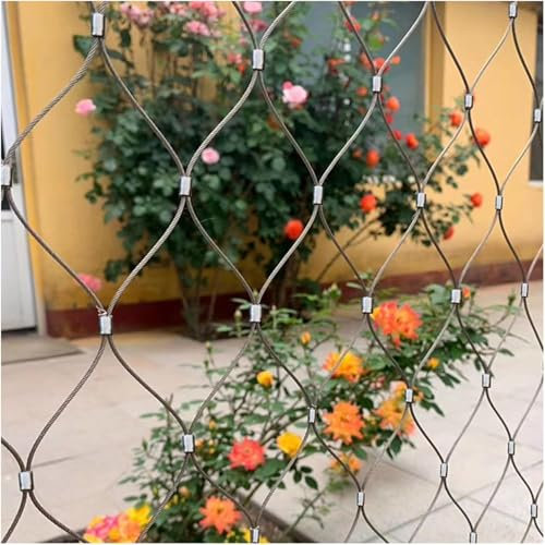 SSDDLZEQ Flexibles Sicherheitsnetz aus Edelstahlgeflecht, Seilnetz, Edelstahl, Gartennetz, Balkon-Sicherheitsnetz, Absturzsicherung, Tierbarriere (Größe: L2 x B4 m)