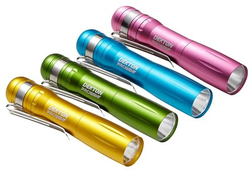 Dekton Xf25 Stealh Flashlight - 25 Lumens / 30m Distance-95mm x 21mm High Intensity LED, Tough Durable Plastic, Only one Torch Included (Colour may vary), Weatherproof, Batteries Included