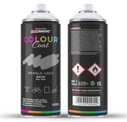 Colour Coat Pro-Matic Pebble Stone Grey Satin RAL 7030 Aerosol Spray Paint 400ml (1)