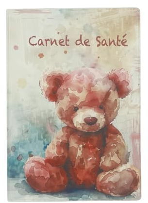 Nemau - Protège Carnet de Santé Enfant en Gomme Expansée – Fabriqué en France - Souple, Résistant & Imperméable - Étui Carnet Bébé Fille ou Garçon - Idée Cadeau Naissance - Modèle Ourson