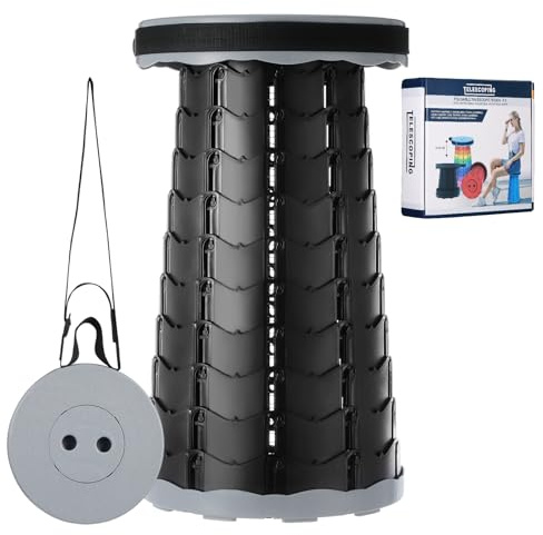 eROOSY Sgabello pieghevole da campeggio, sedile portatile, sgabello pieghevole, sgabello pieghevole retrattile, per pesca, giardino, campeggio e viaggi, può contenere fino a 150 kg