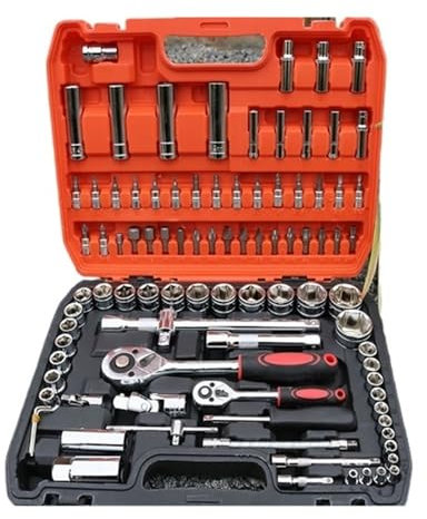 Hookurity Kit de carraca Kit de Herramientas Completo for el hogar, Juego de Llaves combinadas for Motocicleta Profesional, Llave de trinquete, Hardware Fijo Universal for Taller(94-Piece Set)
