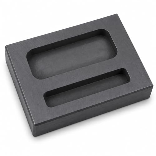 Operitacx 2-Slot Graphite Ingot Mould for Metal Casting, 2.24X1.65X0.43In High-Density Smelting Crucible for Gold Silver Copper Melting, Dual Cavity Refining Scrap Bar Mold for Jewelry Making & Labora