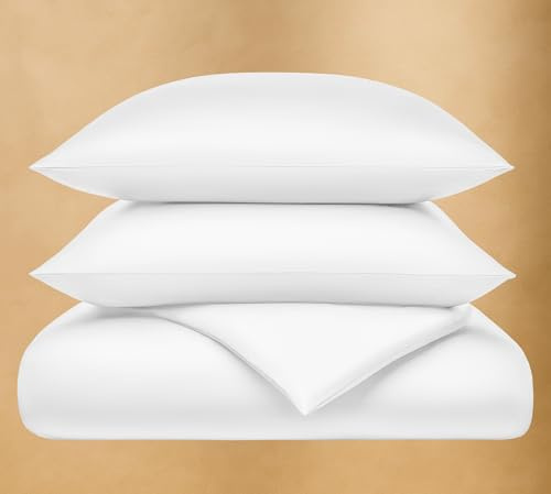 Seralino Satin Bettwäsche 100% Bio Baumwolle Mako Satin 155x220 | Kopfkissenbezug 80x80 Weiß | Luxusbettwäsche | Aesthetic