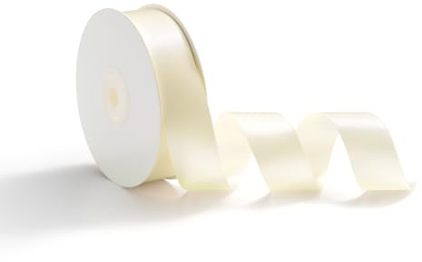 AOKSUNOVA 25mm x 23m Geschenkband Schleifenband Satinband Bänder zum Basteln Dekoband für Hochzeit Geschenkverpackung Creme