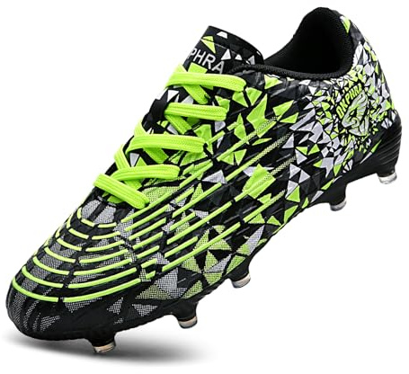 OKPHRA Kids Soccer Cleats Boys Girls Trainning Football Shoes for Little/Big Kid Outdoor Indoor Firm Ground Athletic Turf Lace up Green 34