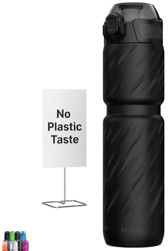 MYFOREST 700ml Borraccia Termica per Bici, con rivestimento interno in acciaio chirurgico inodore, impugnatura più salda per sentieri accidentati, apertura rapida (Tempesta nera)