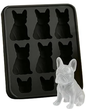 Large French Bulldog 3D Ice Cube Tray Silicone Mould Mold | Cute Dog-Shaped Slow-Melting Ice Maker for Whisky, Cocktail & Party Drinks | Flexible Novelty Frenchie Bar Gift