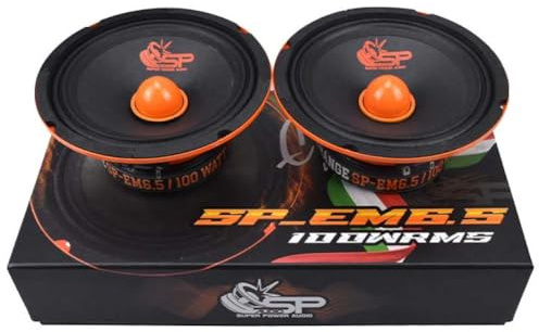 SP Audio 2 SP-EM6.5 diffusori midrange da 16,5 cm 165 mm 6,5 di diametro, 100 watt rms 200 watt max, impedenza 4 ohm, sensibilità 95 db, portiere, sportelli, auto, a coppia