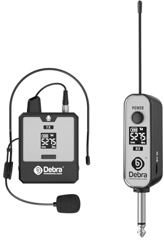 UHF Kabelloses Mikrofon Set mit 60 Kanälen – Professionelles Funkmikrofon System inkl. Headset & Lavalier Mikrofon für Hände-frei auf Bühne, Fitness, Seminar (50m Reichweite, 6,5mm Ausgang)