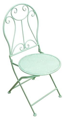 levandeo Silla de jardín vintage de metal verde, plegable, silla de jardín, silla de bistró, nostálgica, decoración de jardín, terraza, balcón, terraza