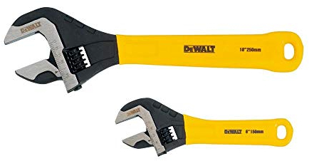 DEWALT DWHT75497 2 Pc. Dip Grip Adjustable Wrench, Yellow