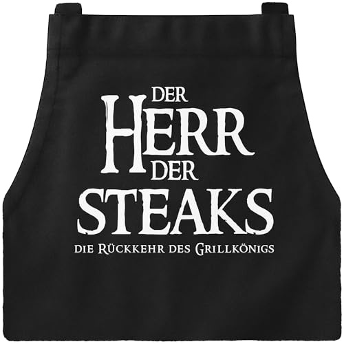 MoonWorks Grill-Schürze für Männer mit Spruch Der Herr der Steaks die Rückkehr des Grillkönigs
