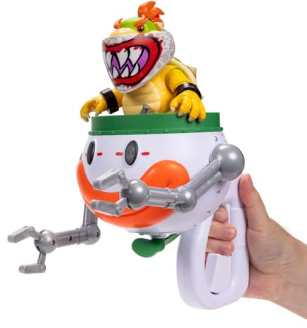 Action figure di Bowser Jr. da 12,7 cm (5 pollici) del film Super Mario Galaxy con auto da clown, prodotta ufficialmente da Jakks Pacific, con spazzola in spugna e adesivi