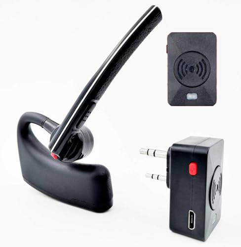 Walkie Talkie Bluetooth-headset, Bluetooth-öronsnäcka med brusreducerande mikrofon, handsfree hörlurar kompatibel med BaoFeng Kenwood Btech radio och mer