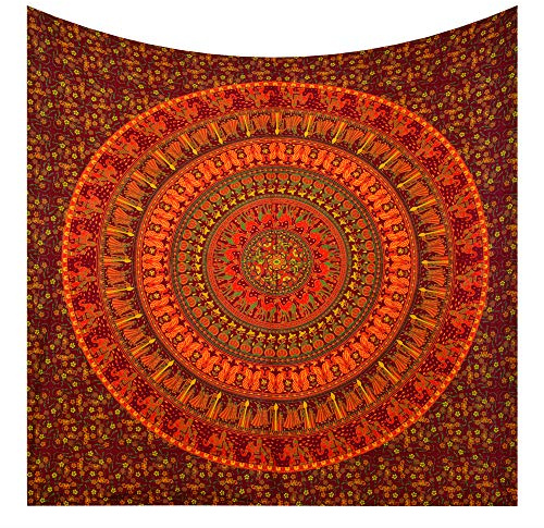 FUTURE HANDMADE Groß Wandteppiche Indischer Hippie Bohemian Psychedelic Pfau Mandala Wandbehang Bettwäsche Tapisserie