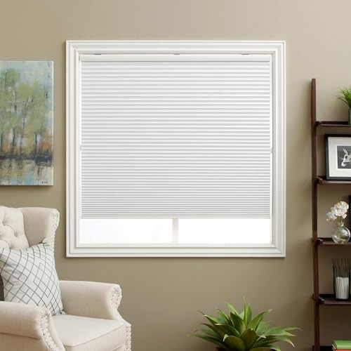 Cellular Shades Cordless Blackout Honeycomb Blinds Fabric Window Shades White(Blackout), 47 W x 38 H