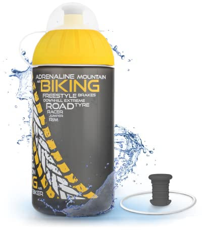 FreeWater Trinkflasche, 500 ml, Biker anthrazit/orange: schadstofffrei, spülmaschinengeeignet, auslaufsicher, langlebig