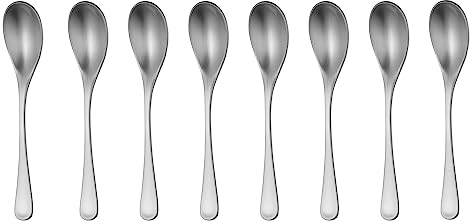 Robert Welch RW2 Satin Small Coffee/Espresso Spoon, Set of 8. Suitable for Espresso, Small Coffee. Made from Stainless Steel. Dishwasher Safe.