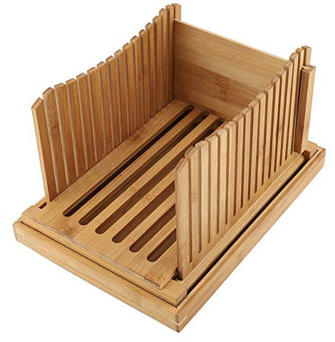 EliteKoopers Bamboo Adjustable & Foldable Bread Slicer Loaf Cutting Guide Board (1 Pcs)