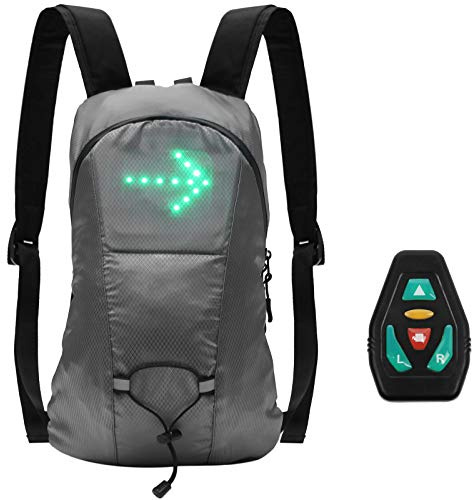 LIXADA Sac À Dos Réfléchissant Léger USB Rechargeable Indicateur de Direction du Signal Lumineux sans Fil à Del pour Cyclisme Courir Marche Jogging (Gris)