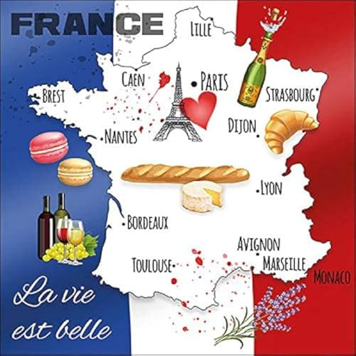 20 Servietten eine Reise durch Frankreich 33 x 33cm