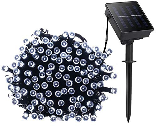 Lamker 20M 200LED Catena Luminosa Solare Bianco Freddo Esterno Impermeabile Lucine 8 Modalità Illuminazione Stringa Luci per Patio Balcone Giardino Albero Matrimonio Natale Ghirlanda Decorative